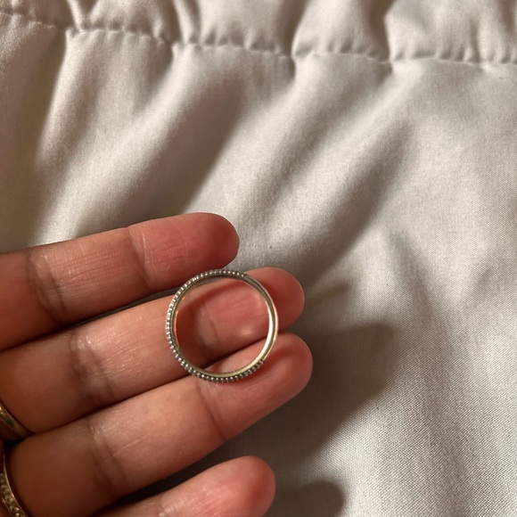 Pandora Silver Beaded Edge Stack Ring - Picture 4 of 5